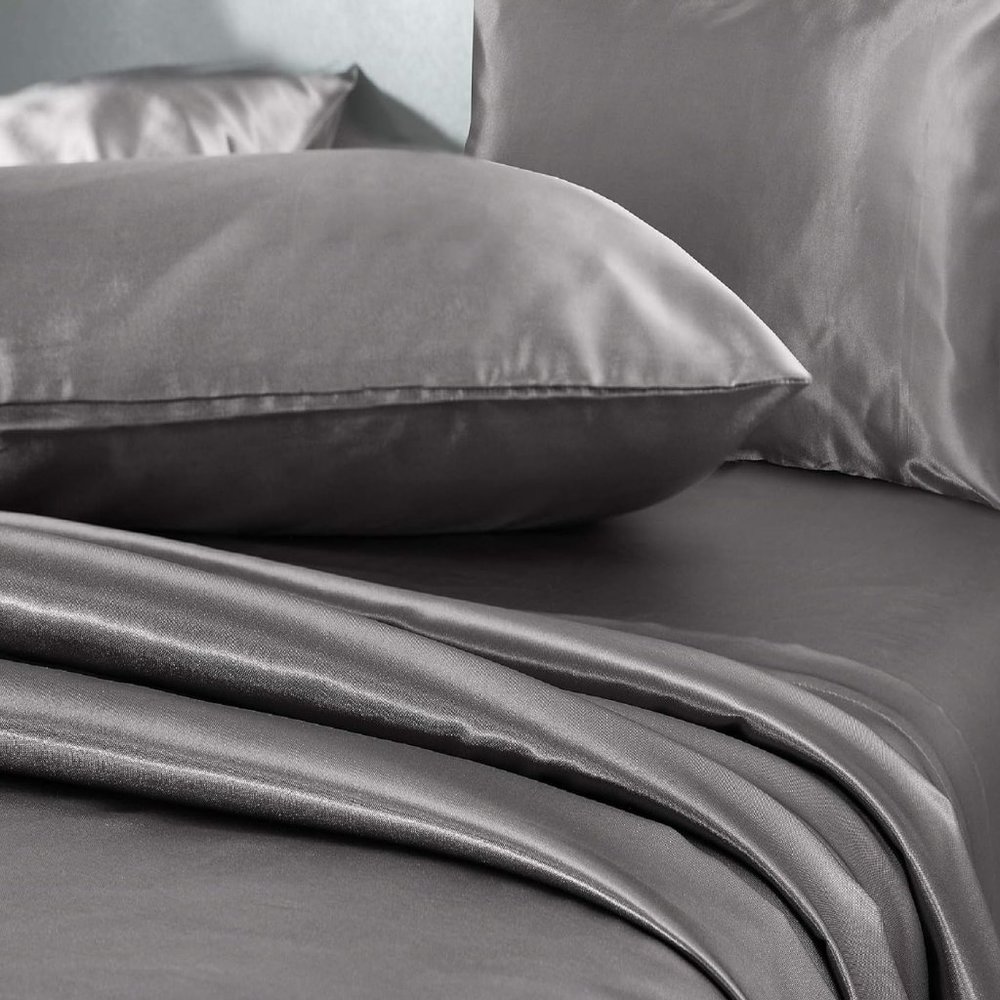 King Sz 4 Pc Bed Sheet Set Silky Smooth Satin Deep Pocket X002YMM88F - Picture 4 of 6